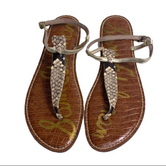 Sam Edelman Gray/Black Gigi Snakeskin Thong Sandals - Picture 3 of 5